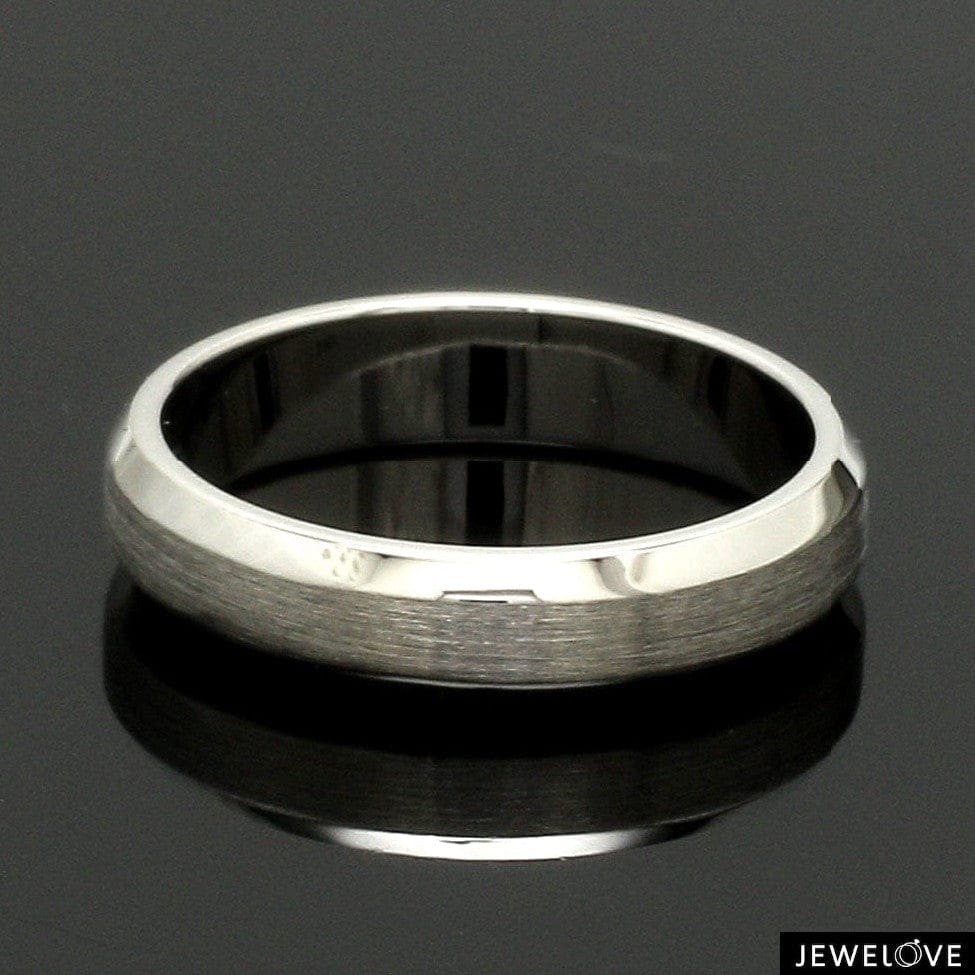 Jewelove™ Rings Beveled Edges Plain Platinum Couple Ring JL PT 616 - A Solid