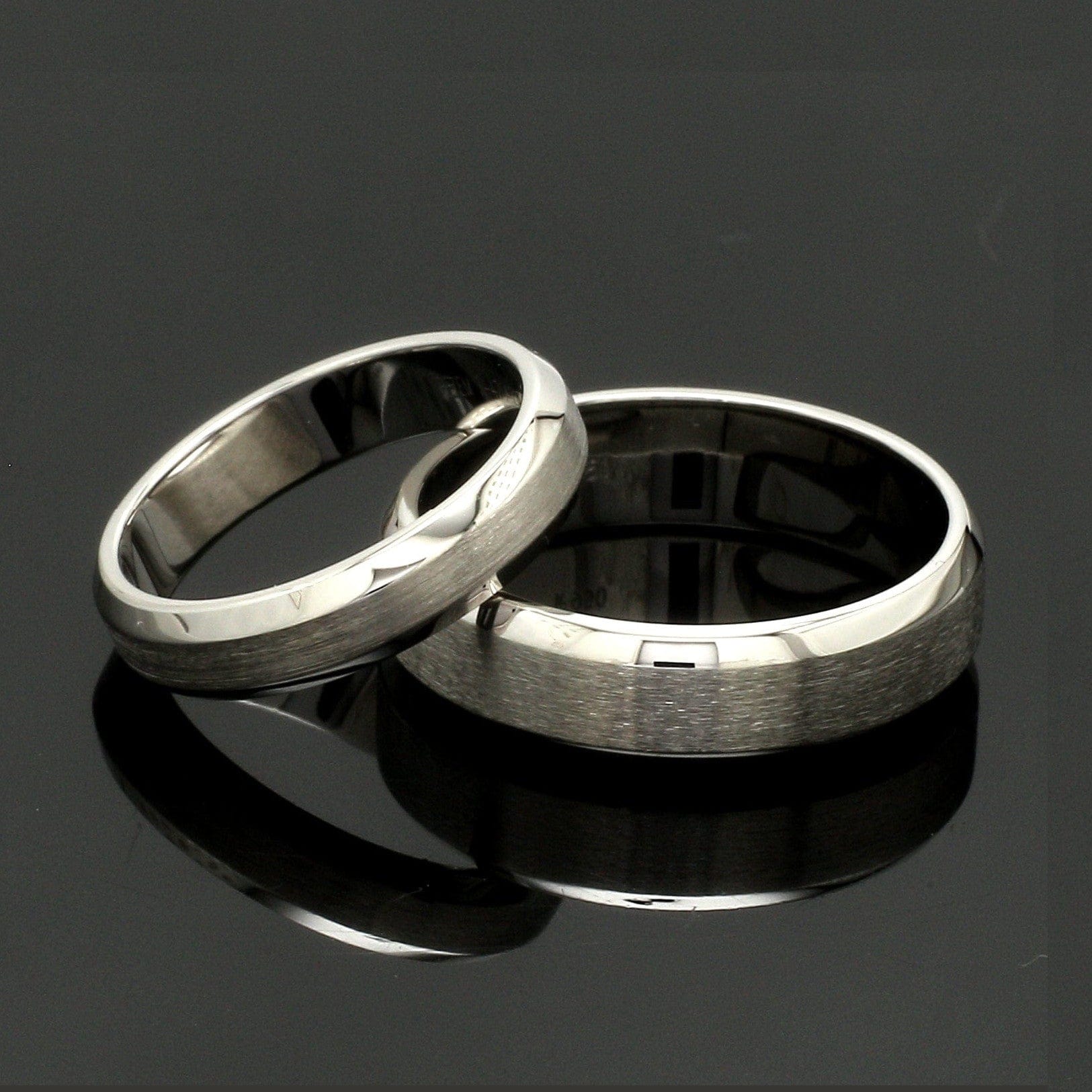 Jewelove™ Rings Beveled Edges Plain Platinum Couple Ring JL PT 616 - A Solid