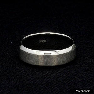 Jewelove™ Rings Men's Band only Beveled Edges Plain Platinum Ring for Men JL PT 616 - Solid