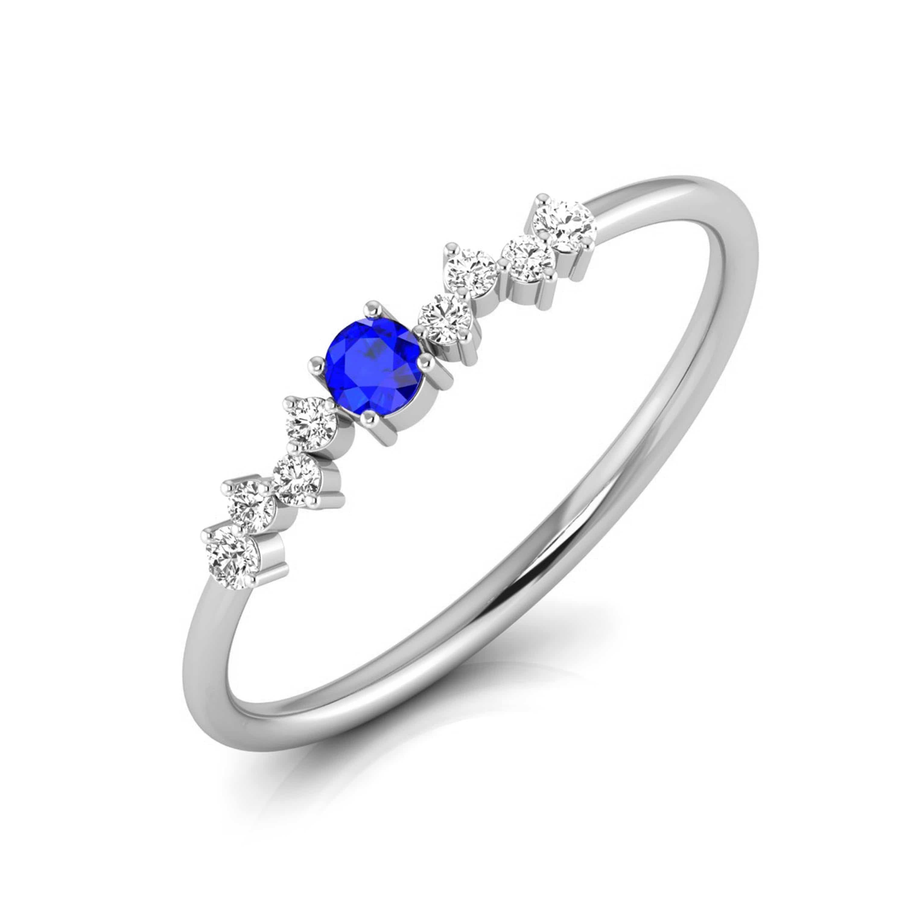 Square Blue Sapphire Ring -