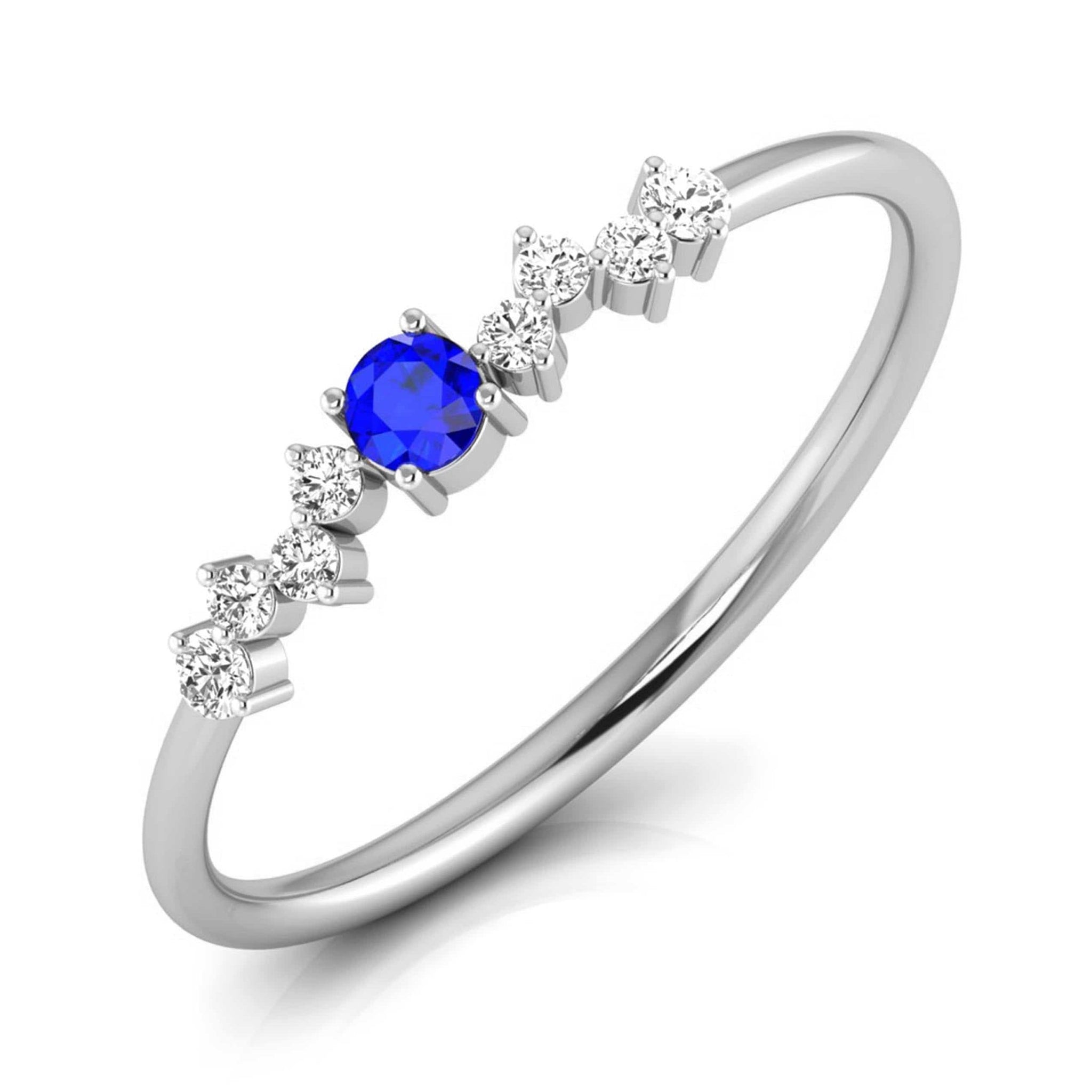 Jewelove™ Rings Blue Sapphire Platinum Diamond Engagement Ring JL PT LR 7003