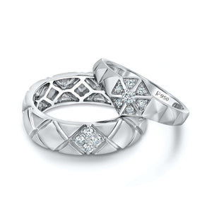 Jewelove™ Rings Both / SI IJ Brighter Together Hexagonal Platinum Love Bands JL PT 1000