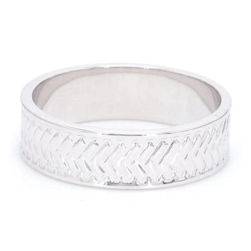 Jewelove™ Rings Broad Plain Platinum Love Bands with Weaving Texture JL PT 417