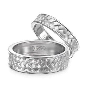 Jewelove™ Rings Broad Plain Platinum Love Bands with Weaving Texture JL PT 417