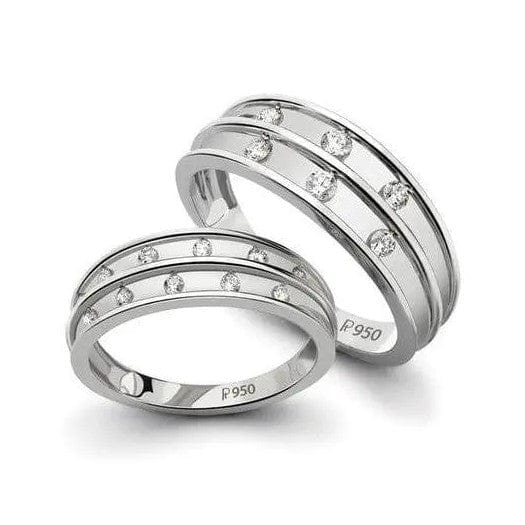 Jewelove™ Rings Broad Platinum Love Bands with Diamonds SJ PTO 128