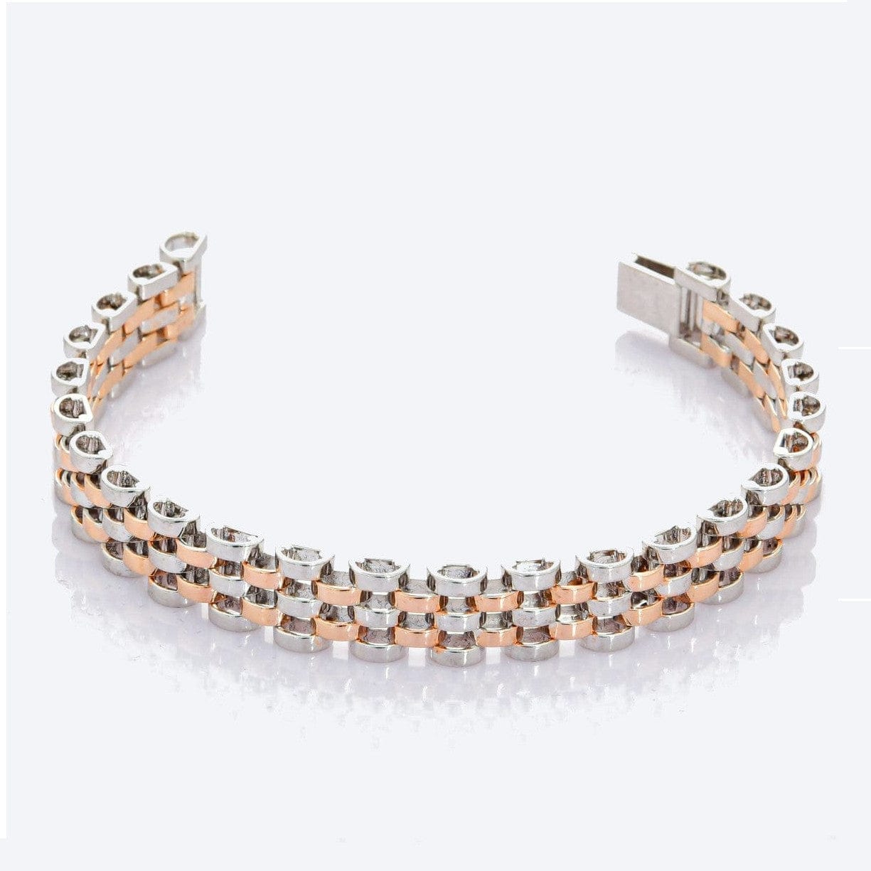 Jewelove™ Bangles & Bracelets Broad Platinum & Rose Gold Bracelet for Men JL PTB 708