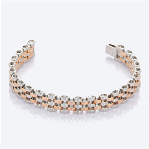 Jewelove™ Bangles & Bracelets Broad Platinum & Rose Gold Bracelet for Men JL PTB 708