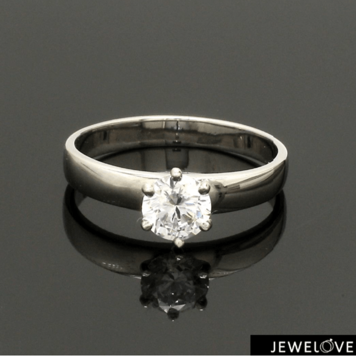 Jewelove™ Rings Women's Band only / 0.50 J VS Classic 6 Prong Solitaire Ring made in Platinum SKU 0011