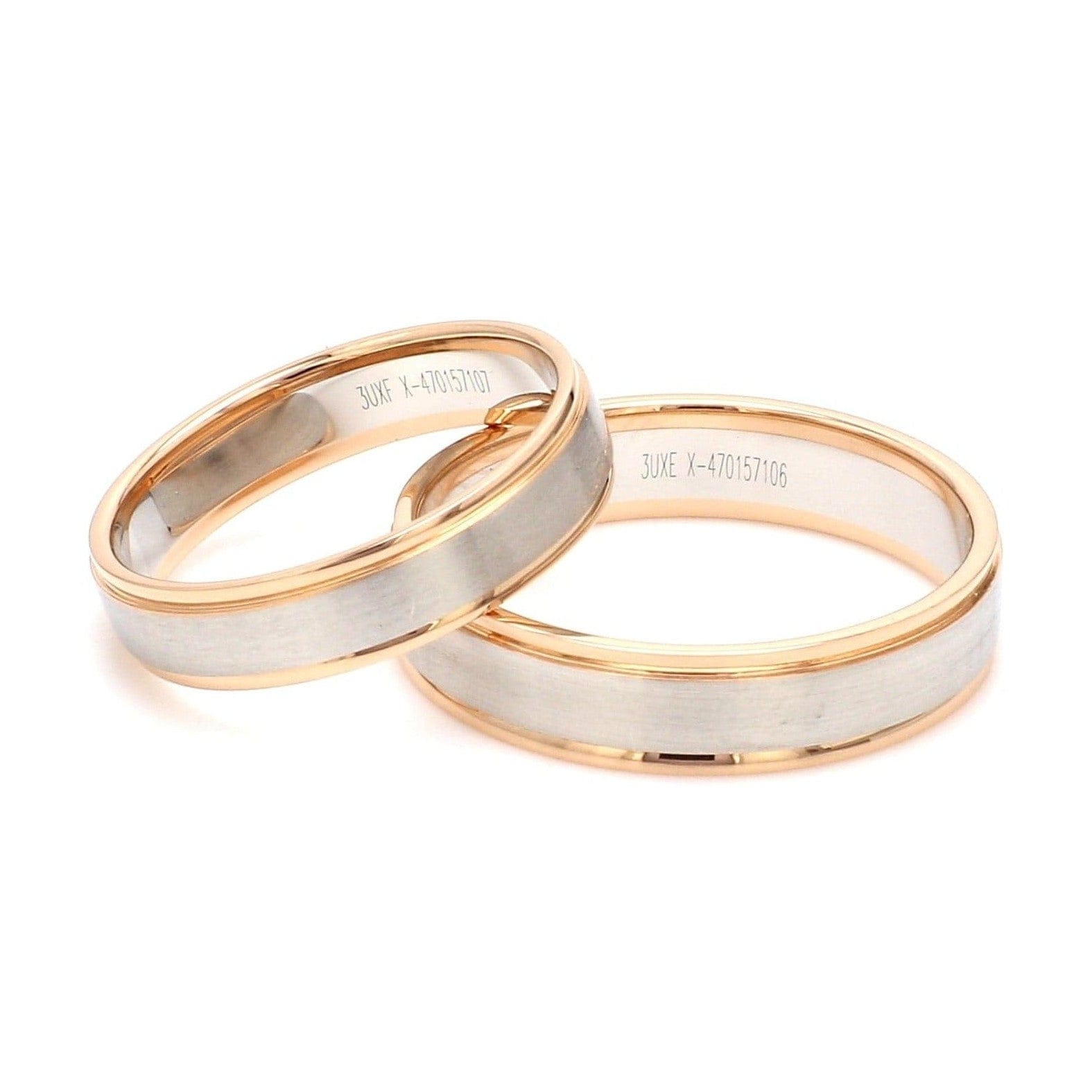 Jewelove™ Rings Classic Plain Platinum Couple Rings With a Rose Gold Border JL PT 633