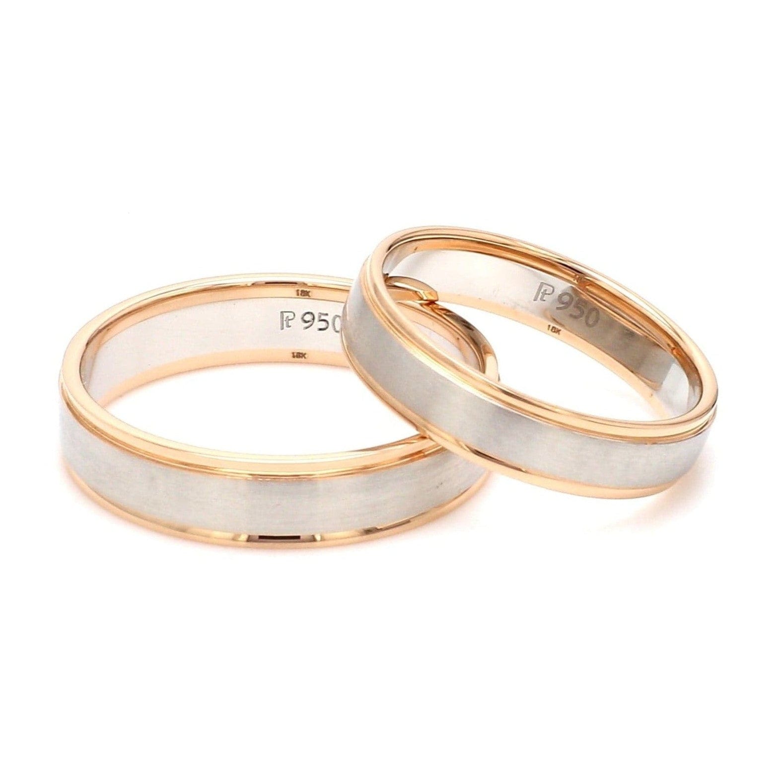 Jewelove™ Rings Classic Plain Platinum Couple Rings With a Rose Gold Border JL PT 633