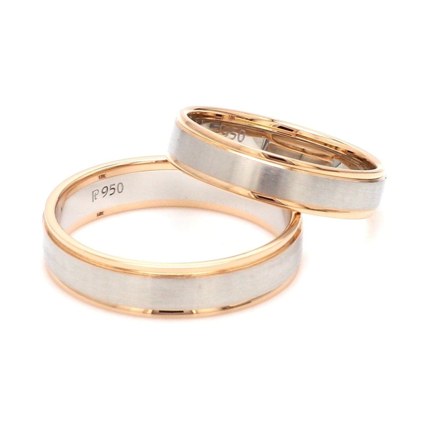 Jewelove™ Rings Classic Plain Platinum Couple Rings With a Rose Gold Border JL PT 633