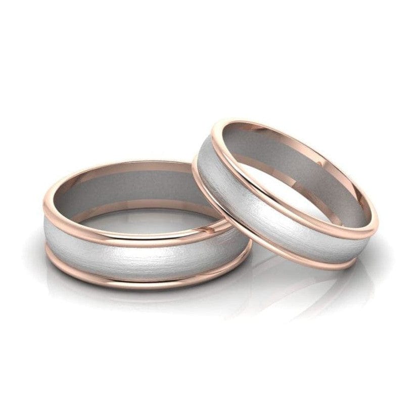 Jewelove™ Rings Both Classic Plain Platinum Couple Rings With a Rose Gold Border JL PT 633