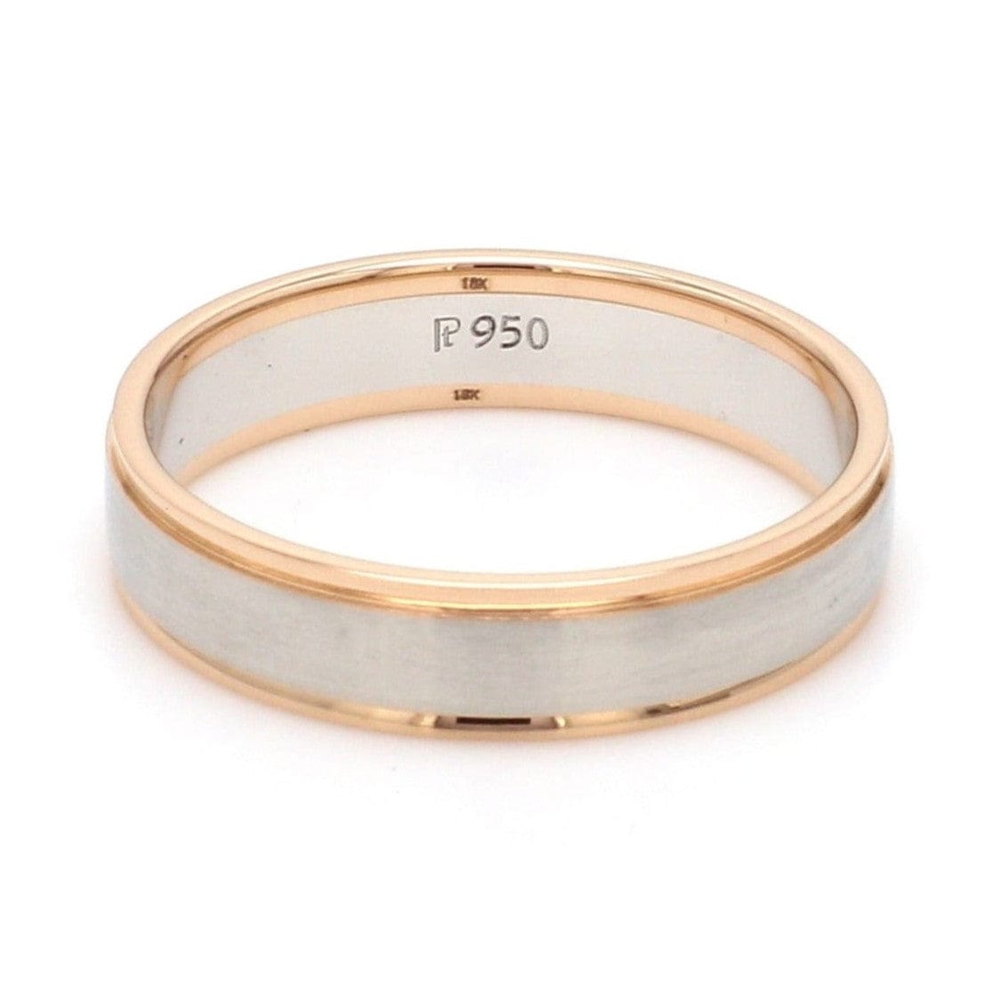 Jewelove™ Rings Men's Band only Classic Plain Platinum Couple Rings With a Rose Gold Border JL PT 633