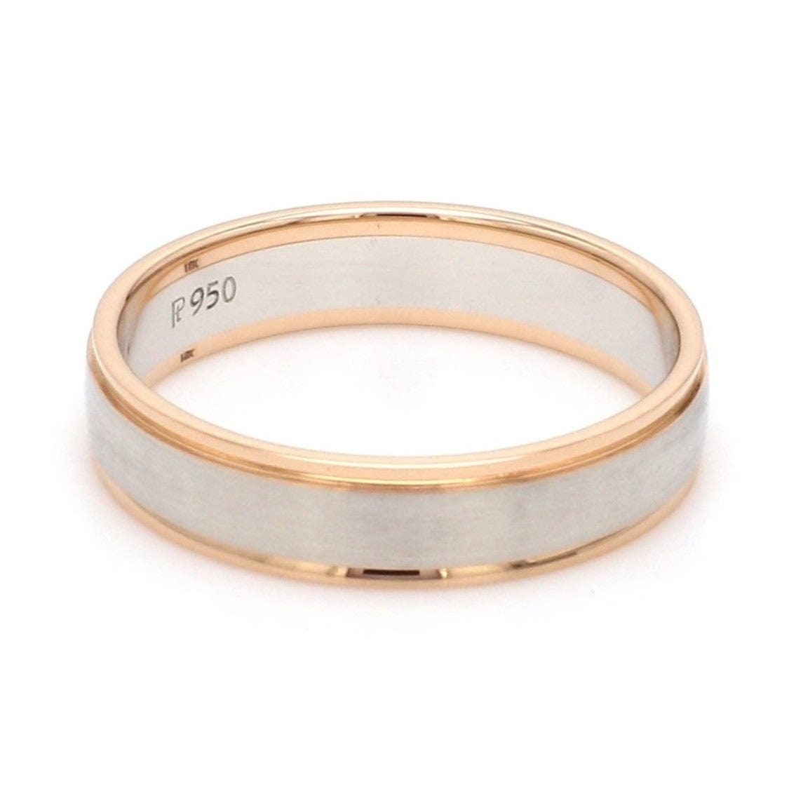 Jewelove™ Rings Women's Band only Classic Plain Platinum Couple Rings With a Rose Gold Border JL PT 633