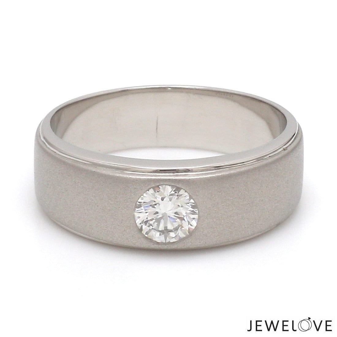 Jewelove™ Rings Both / VVS GH Classic Platinum Solitaire Love Bands SJ PTO 101-A