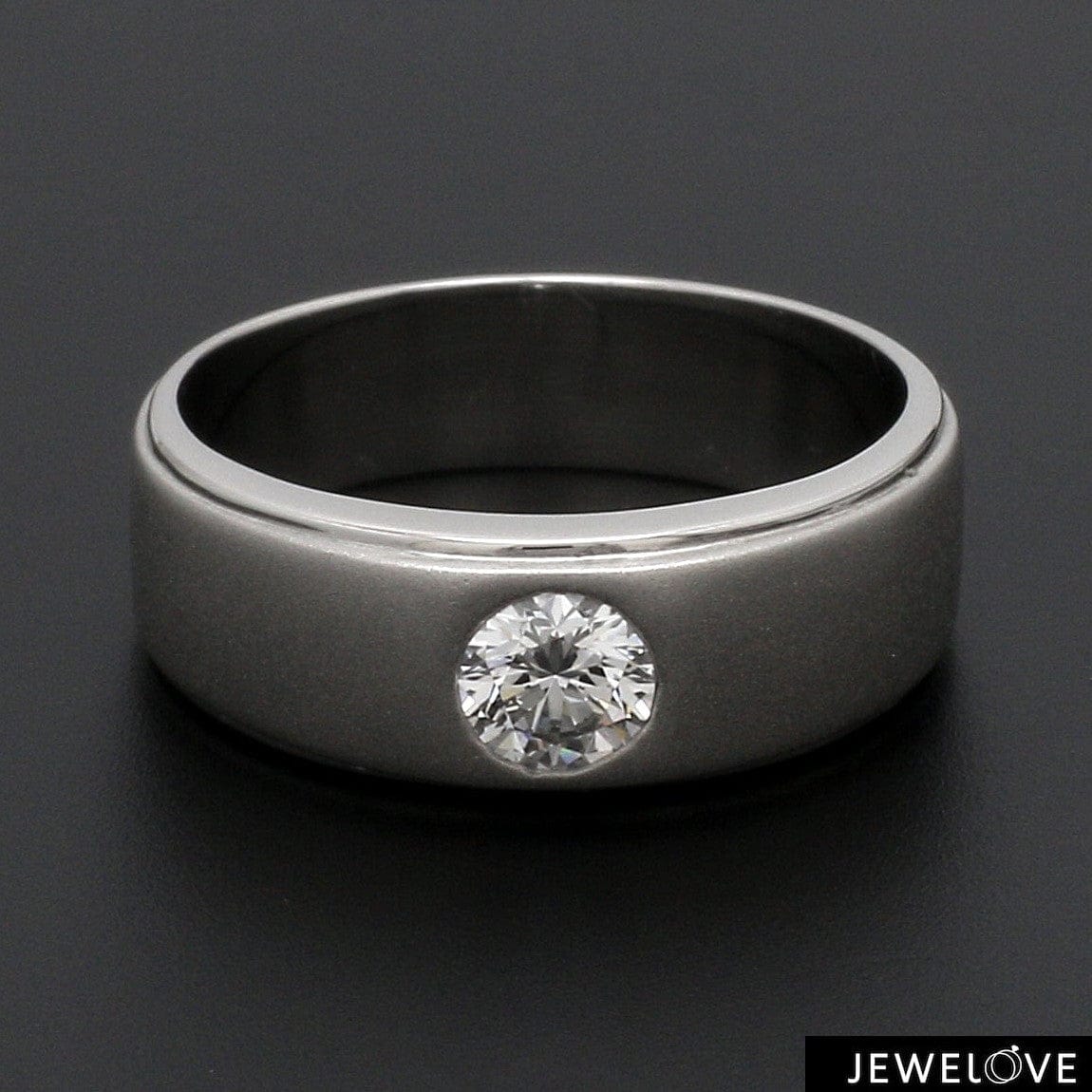 Jewelove™ Rings Both / VVS GH Classic Platinum Solitaire Love Bands SJ PTO 101-A