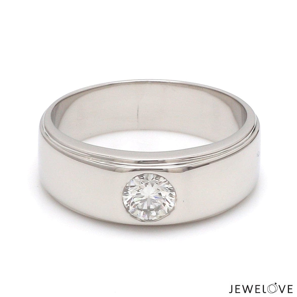 Jewelove™ Rings Classic Platinum Solitaire Love Bands SJ PTO 101 - Hi-Polish