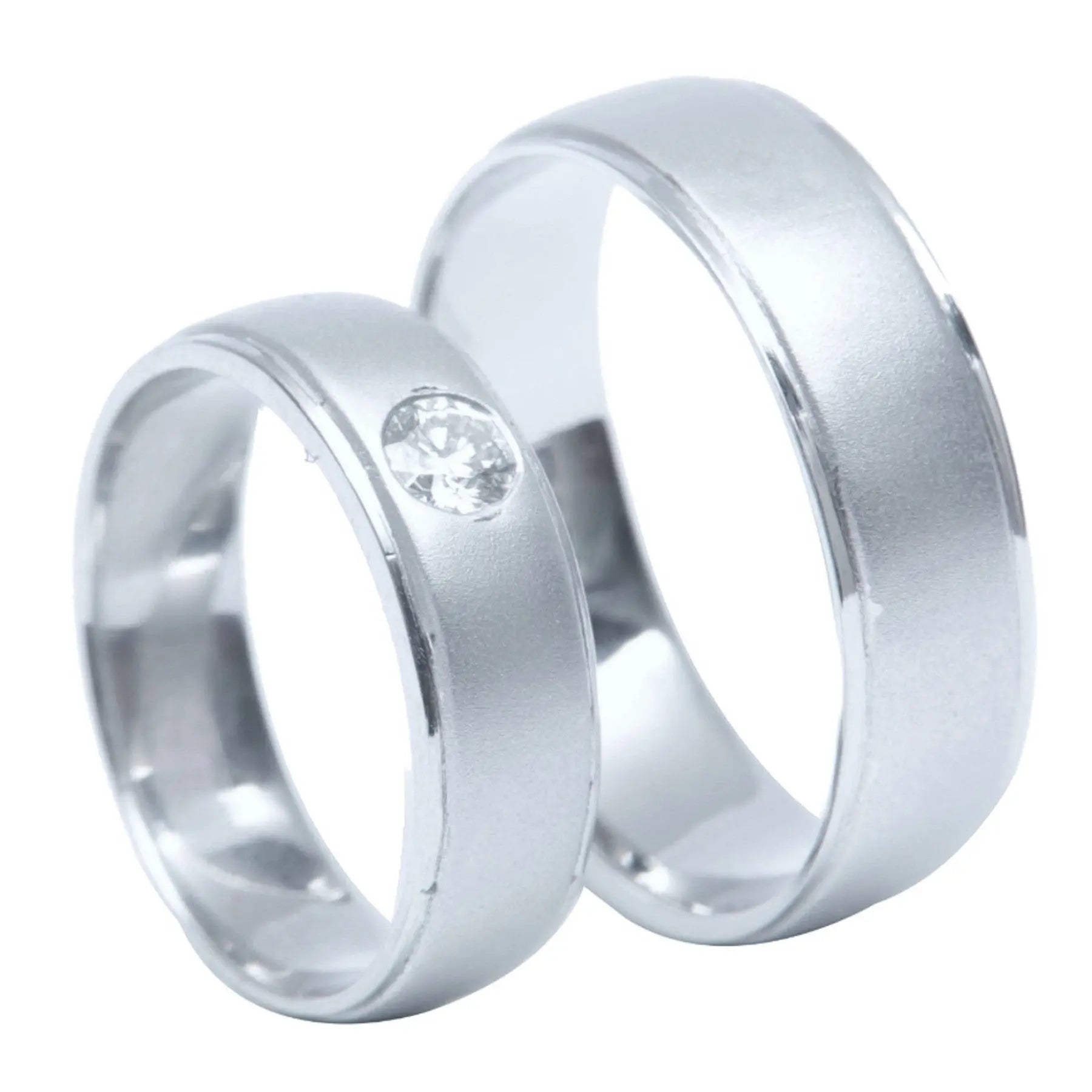 Jewelove™ Rings Classic Solitaire & Plain Platinum Love Bands JL PT 495