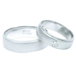 Jewelove™ Rings Both / SI IJ Classic Solitaire & Plain Platinum Love Bands JL PT 495