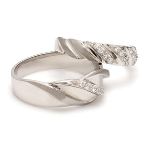 Jewelove™ Rings Compliments of Love Designer Platinum Couple Rings with Diamonds JL PT 533