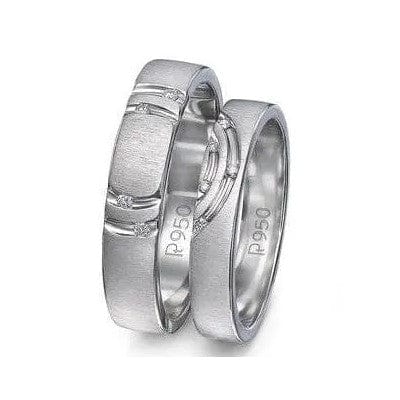 Jewelove™ Rings Concentric Circles Platinum Couple Rings with Diamonds JL PT 418