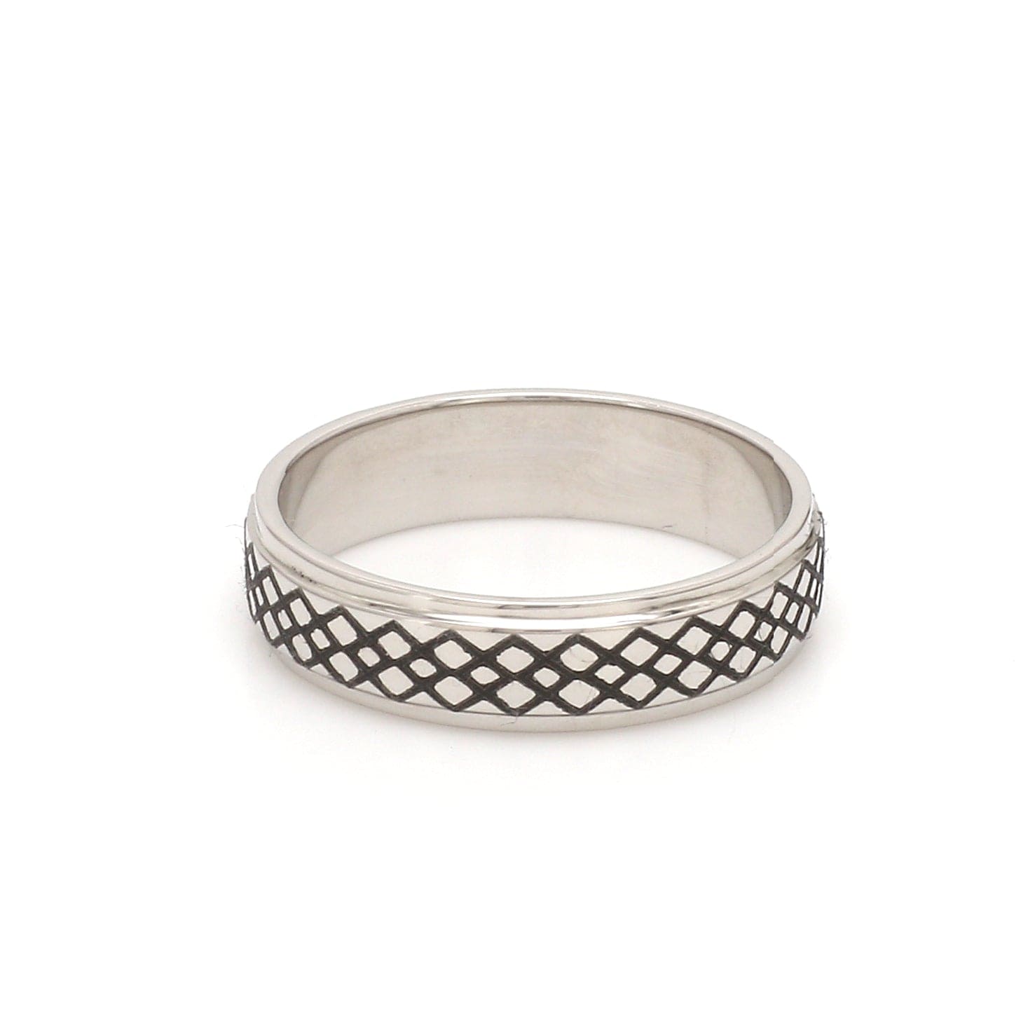 Criss-cross Pattern with Enamel Platinum Unisex Ring JL PT 5945-A