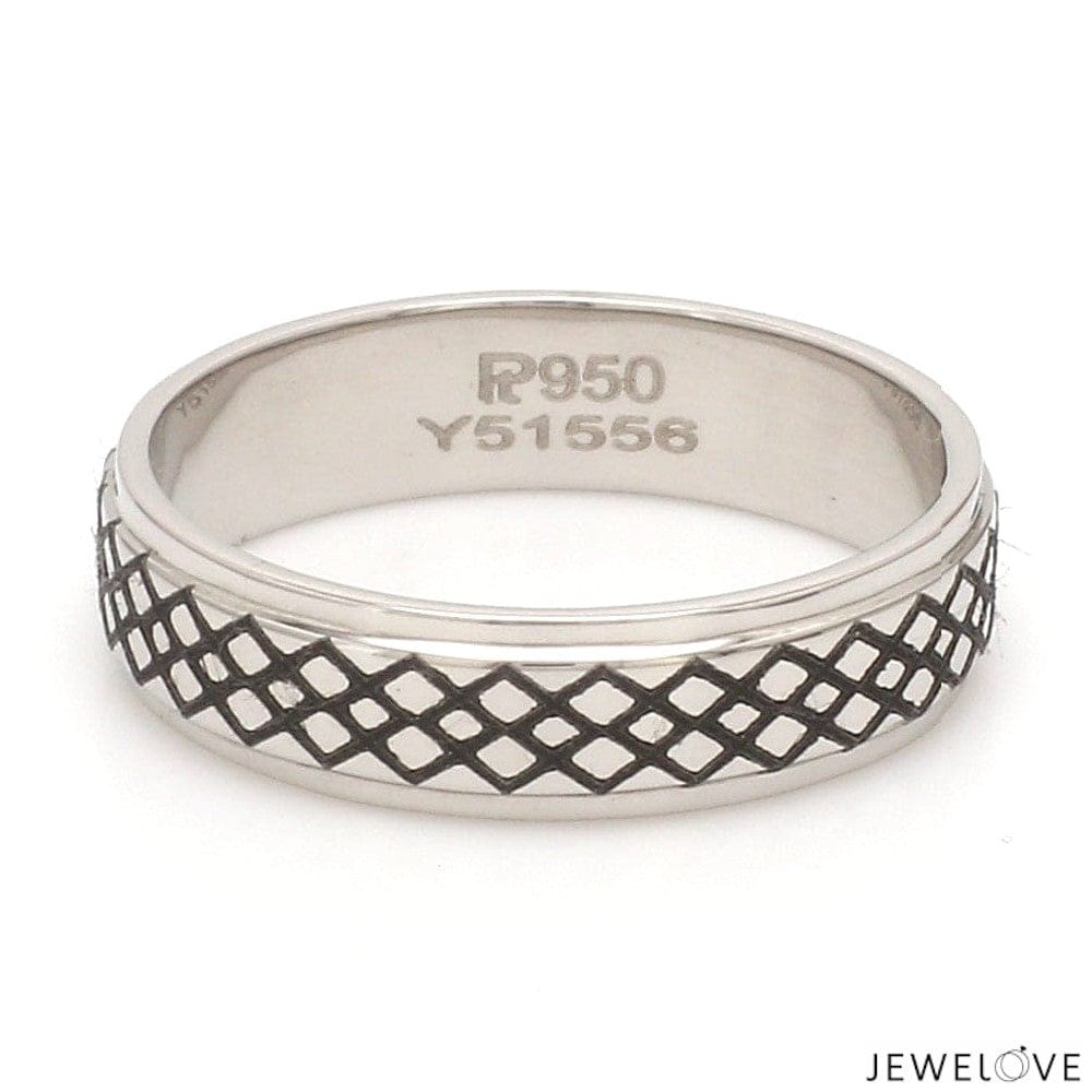 Jewelove™ Rings Criss-cross Pattern with Enamel Platinum Unisex Ring JL PT 5945-A