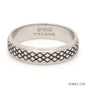 Jewelove™ Rings Criss-cross Pattern with Enamel Platinum Unisex Ring JL PT 5945-A