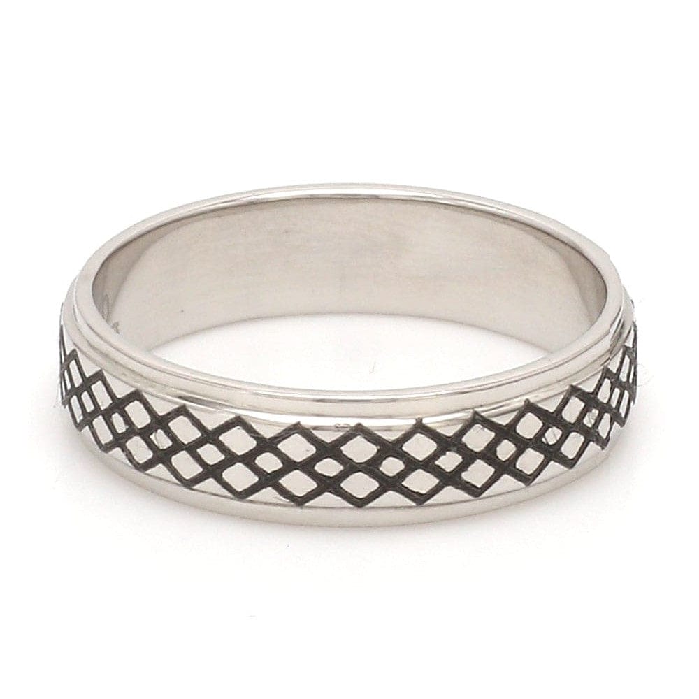 Jewelove™ Rings Criss-cross Pattern with Enamel Platinum Unisex Ring JL PT 5945-A