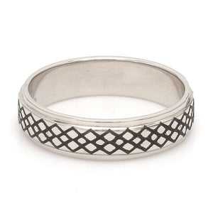 Jewelove™ Rings Criss-cross Pattern with Enamel Platinum Unisex Ring JL PT 5945-A