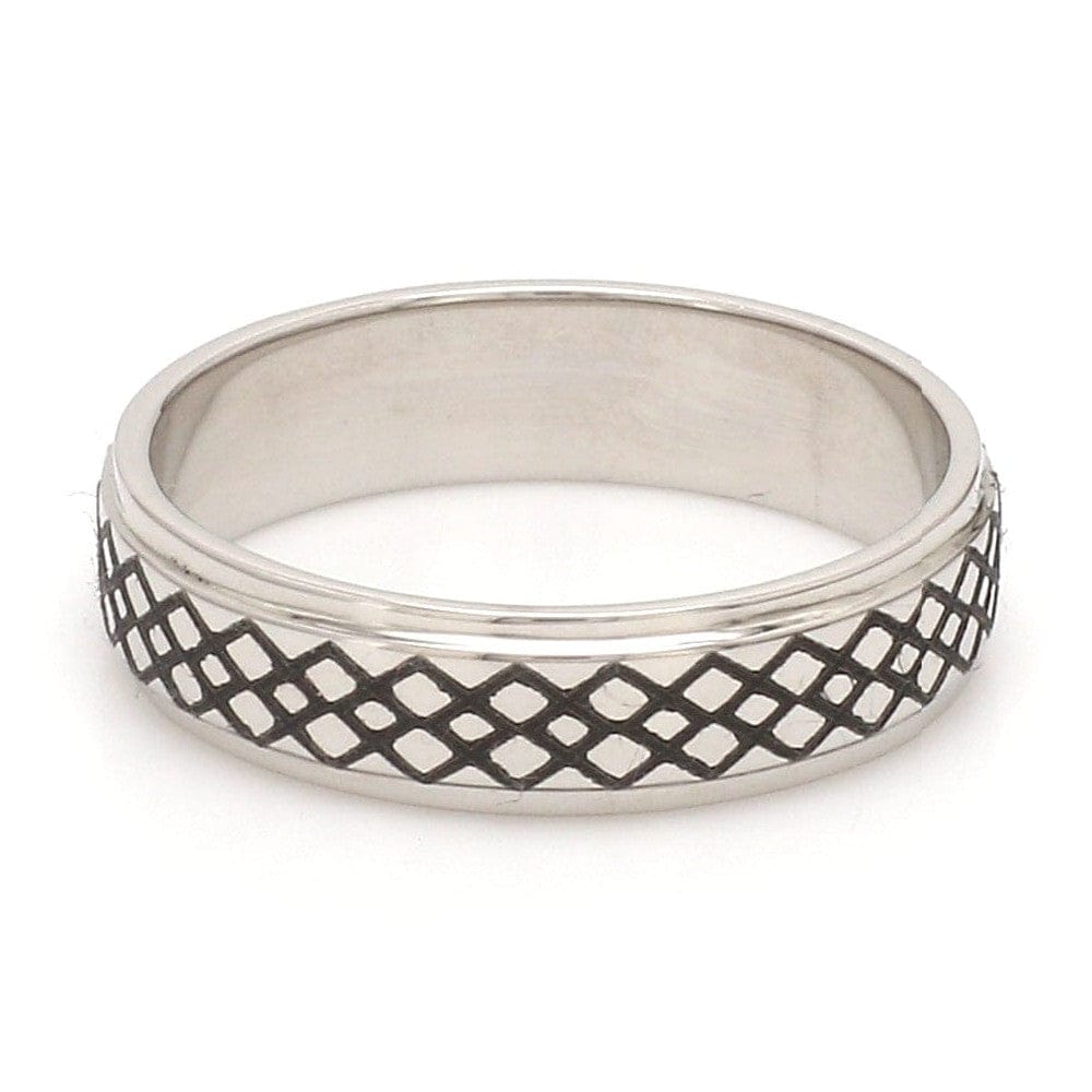 Jewelove™ Rings Criss-cross Pattern with Enamel Platinum Unisex Ring JL PT 5945-A