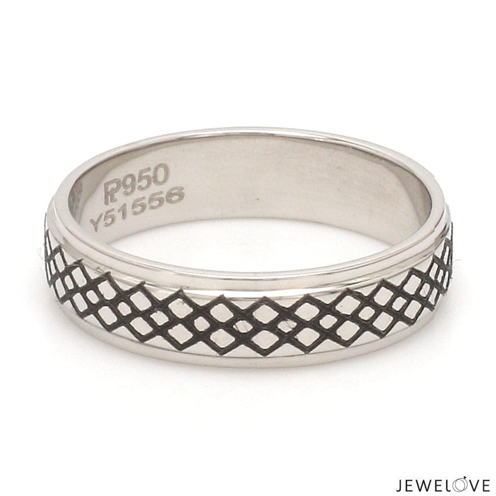 Jewelove™ Rings Criss-cross Pattern with Enamel Platinum Unisex Ring JL PT 5945-A