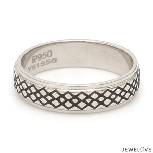 Jewelove™ Rings Criss-cross Pattern with Enamel Platinum Unisex Ring JL PT 5945-A