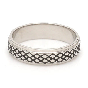 Jewelove™ Rings Criss-cross Pattern with Enamel Platinum Unisex Ring JL PT 5945-A