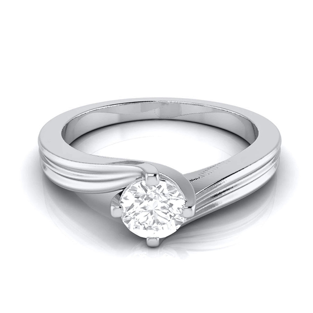 Jewelove™ Rings J VS / Women's Band only Curvy 0.40 cts. Platinum Solitaire Engagement Ring for Women JL PT G-124