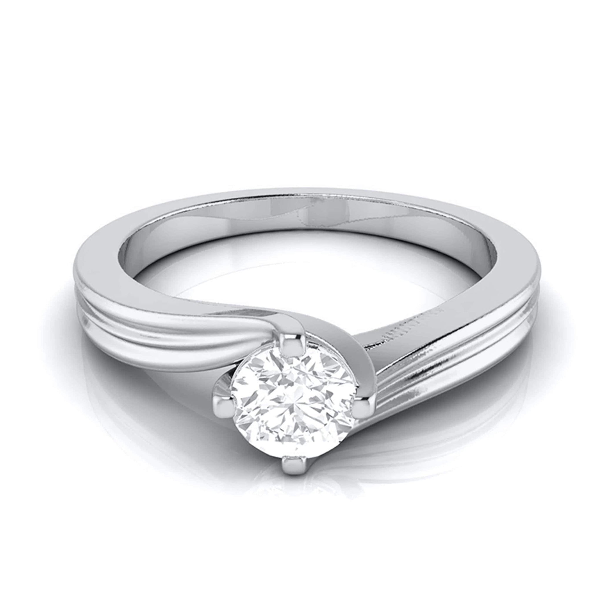 Jewelove™ Rings J VS / Women's Band only Curvy 0.40 cts. Platinum Solitaire Engagement Ring for Women JL PT G-124