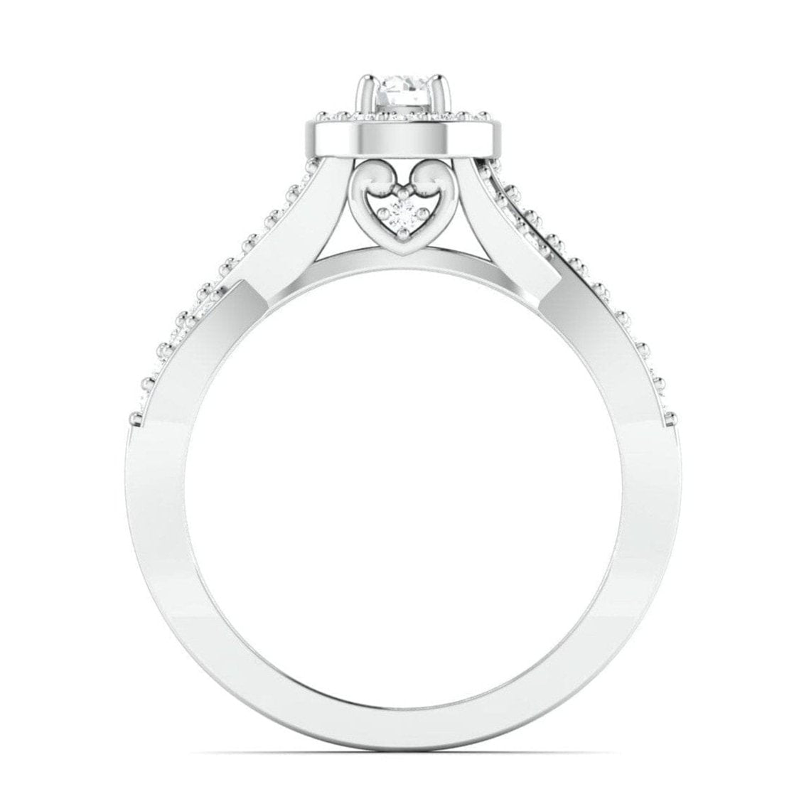 Jewelove™ Rings SI IJ / Women's Band only Customised 20-pointer Designer Platinum Solitaire Ring with Halo & Designer Shank JL PT 677-A