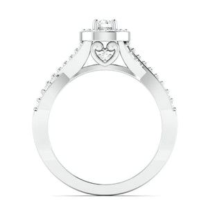 Jewelove™ Rings SI IJ / Women's Band only Customised 20-pointer Designer Platinum Solitaire Ring with Halo & Designer Shank JL PT 677-A