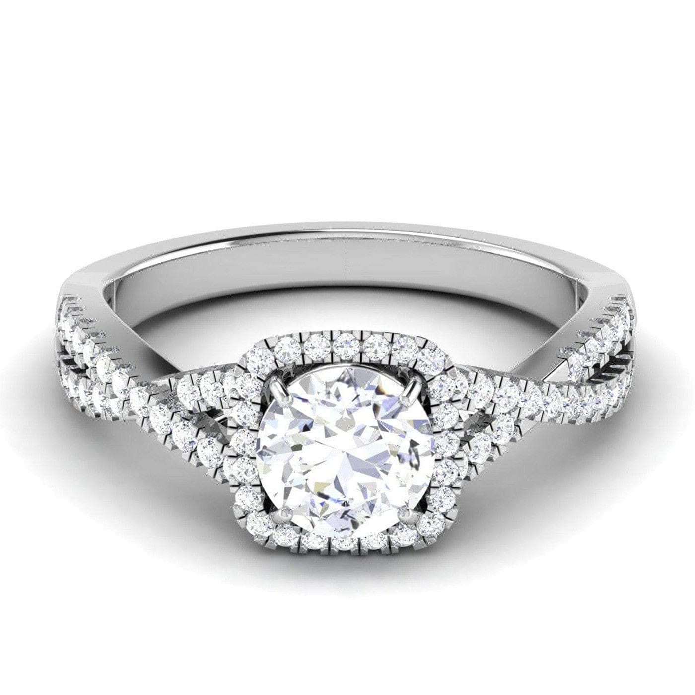 Jewelove™ Rings Customised 30-Pointer Halo Solitaire Platinum Engagement Ring JL PT 499-A