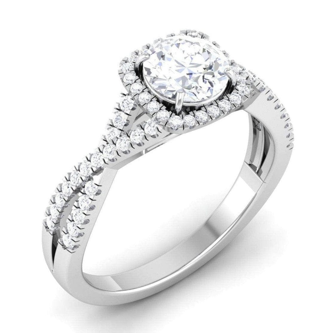 Jewelove™ Rings Customised 30-Pointer Halo Solitaire Platinum Engagement Ring JL PT 499-A