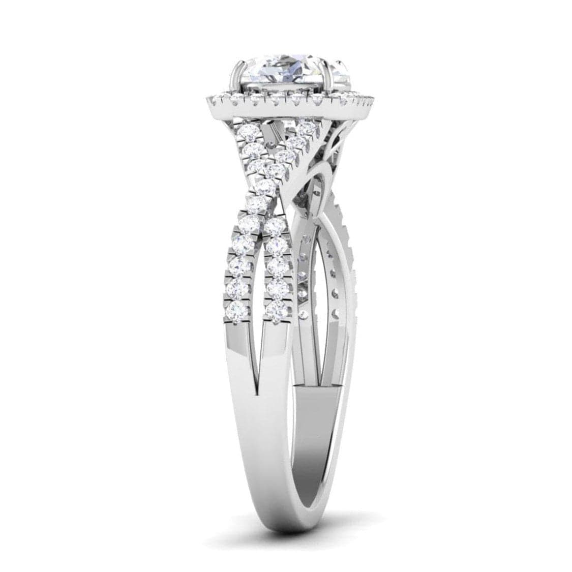 Jewelove™ Rings Customised 30-Pointer Halo Solitaire Platinum Engagement Ring JL PT 499-A