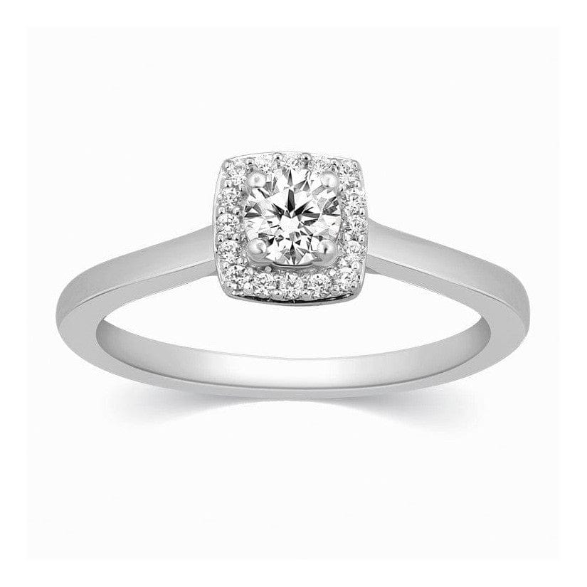 Jewelove™ Rings J VS / Women's Band only Customised 30-Pointer Square Halo Diamond Platinum Engagement Ring JL PT 325 - Candida