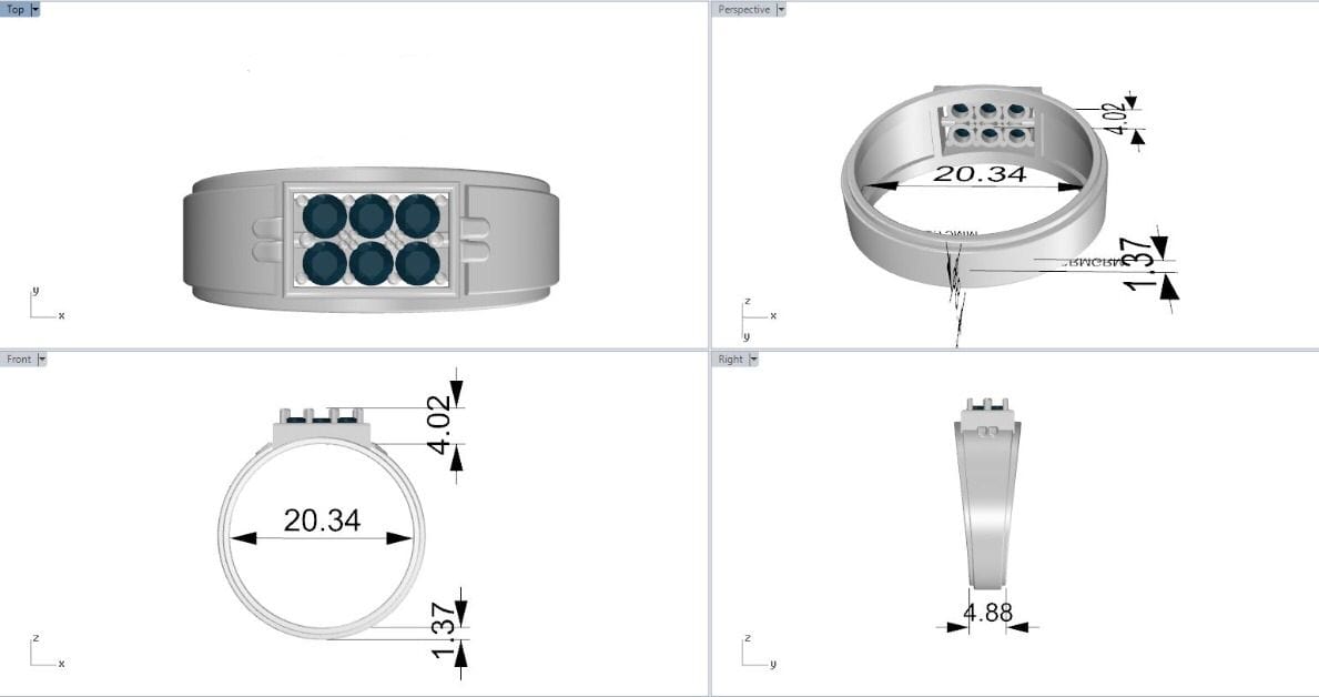 Jewelove™ Rings Men’s Band only Customised 6 Diamond Platinum Ring for Men JL PT 1087