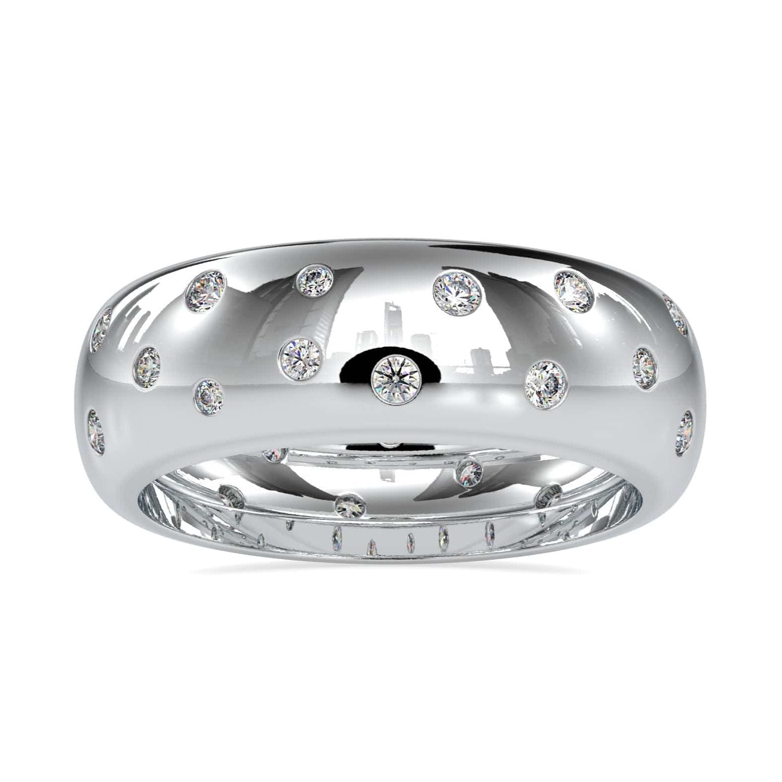 Jewelove™ Rings SI IJ / Women's Band only Customised 6mm Platinum Ring with Diamonds for Women JL PT 0019-A