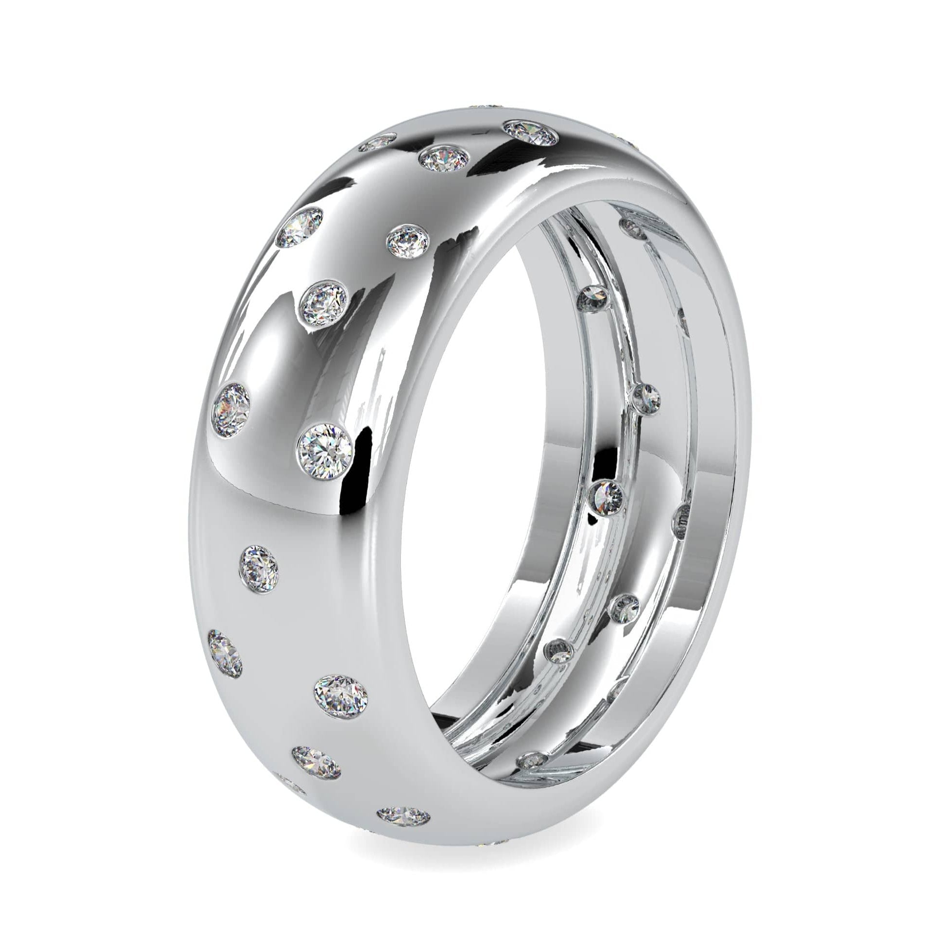 Jewelove™ Rings SI IJ / Women's Band only Customised 6mm Platinum Ring with Diamonds for Women JL PT 0019-A