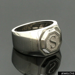 Jewelove™ Rings Men’s Band only Customised Alphabet / Initial Platinum Signet Ring for Men JL PT 1373