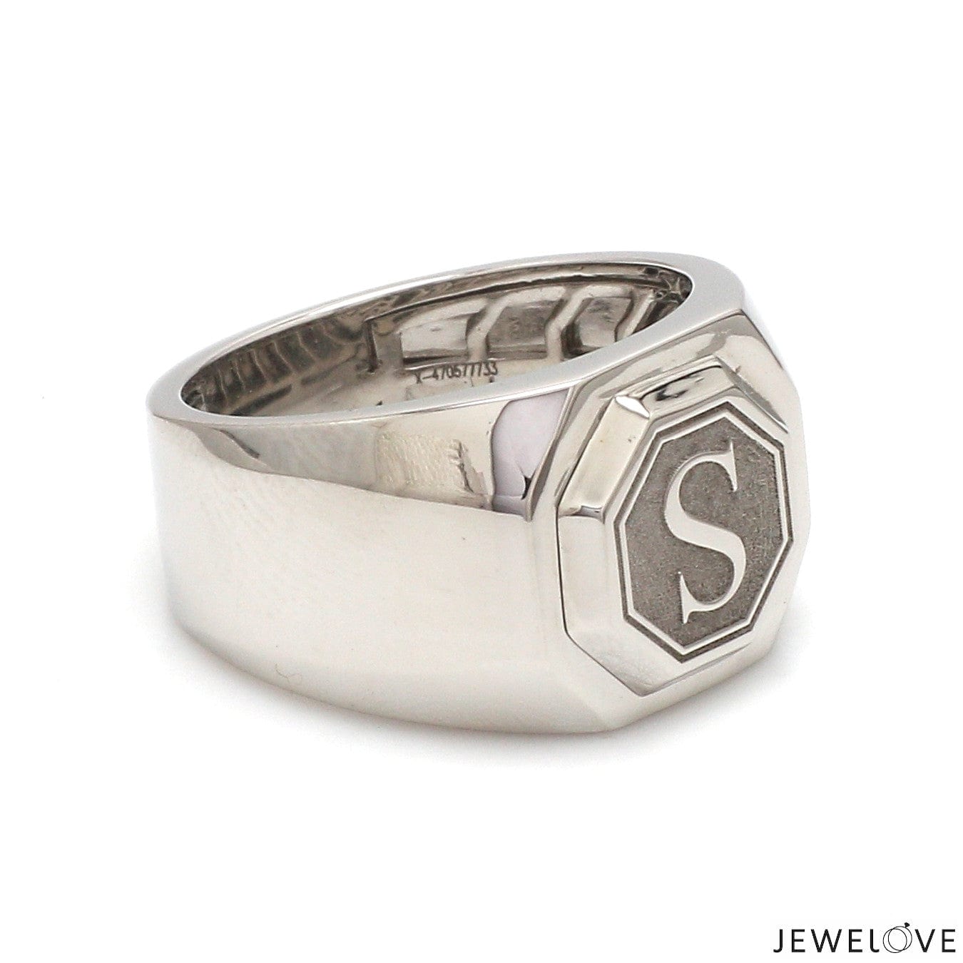 Jewelove™ Rings Men’s Band only Customised Alphabet / Initial Platinum Signet Ring for Men JL PT 1373