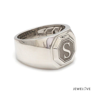 Jewelove™ Rings Men’s Band only Customised Alphabet / Initial Platinum Signet Ring for Men JL PT 1373