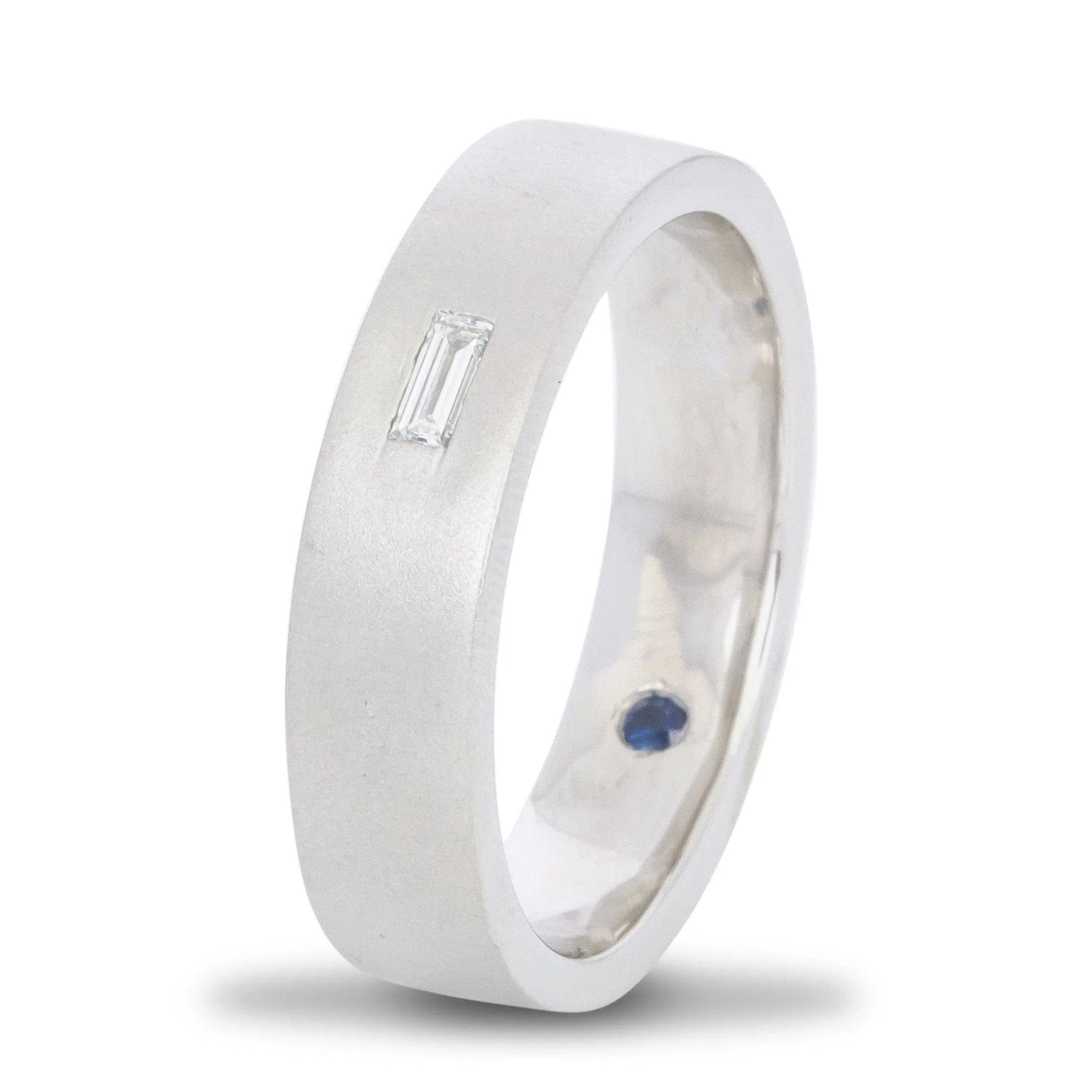 Jewelove™ Rings Men's Band only Customised Baguette Diamond Ring with a Secret Sapphire for Men JL PT 429-A