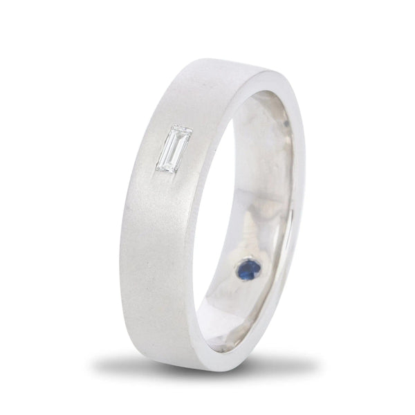 Jewelove™ Rings Men's Band only Customised Baguette Diamond Ring with a Secret Sapphire for Men JL PT 429-A